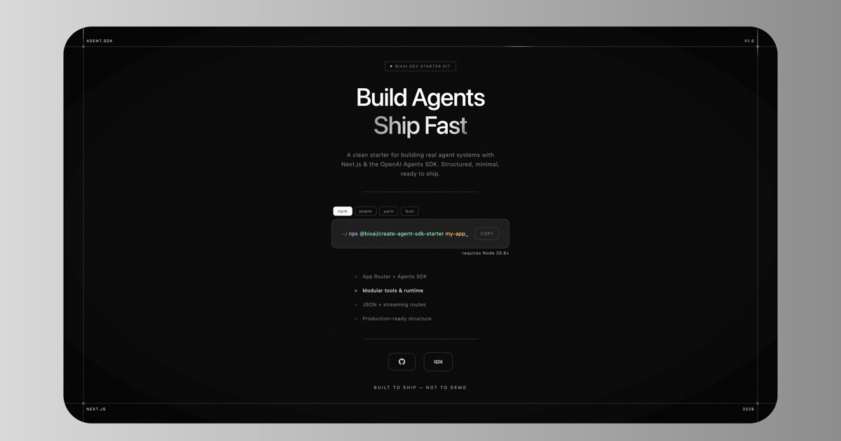 Bixai Agent SDK Starter interface